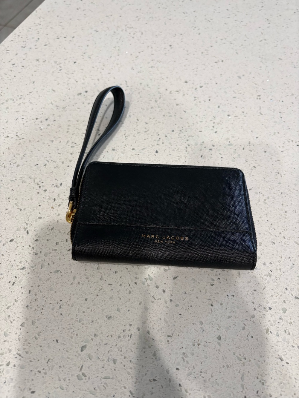 Marc Jacobs Black Saffiano Leather Wristlet Clutch